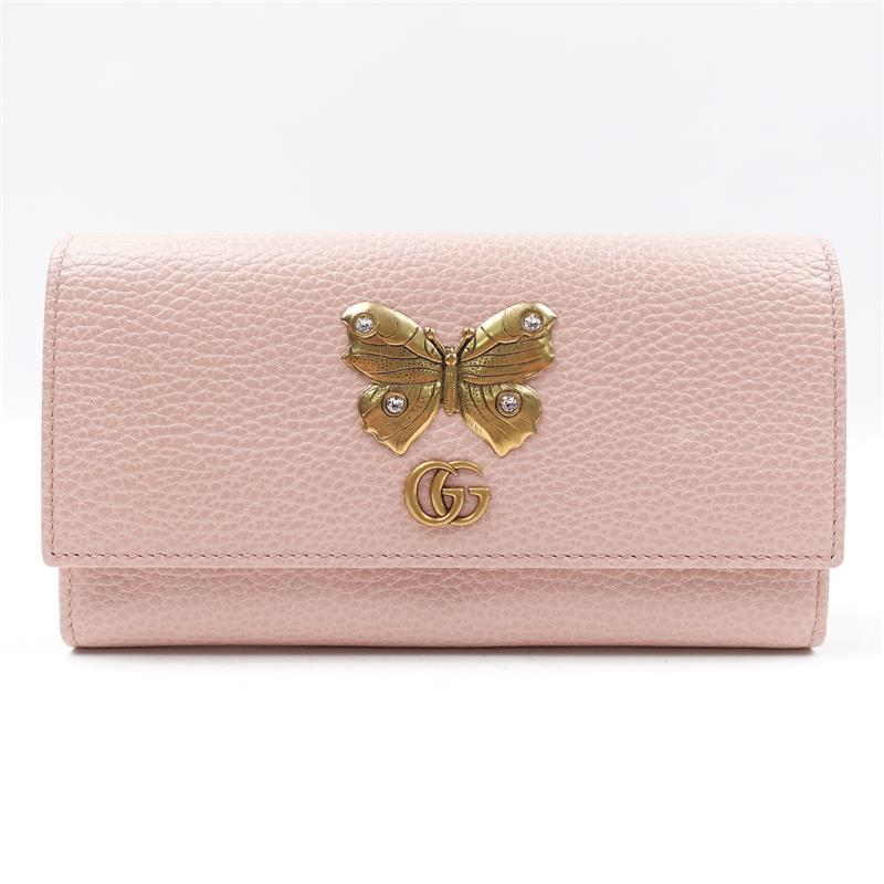 Pink Leather Butterfly Farfalla Continental Wallet