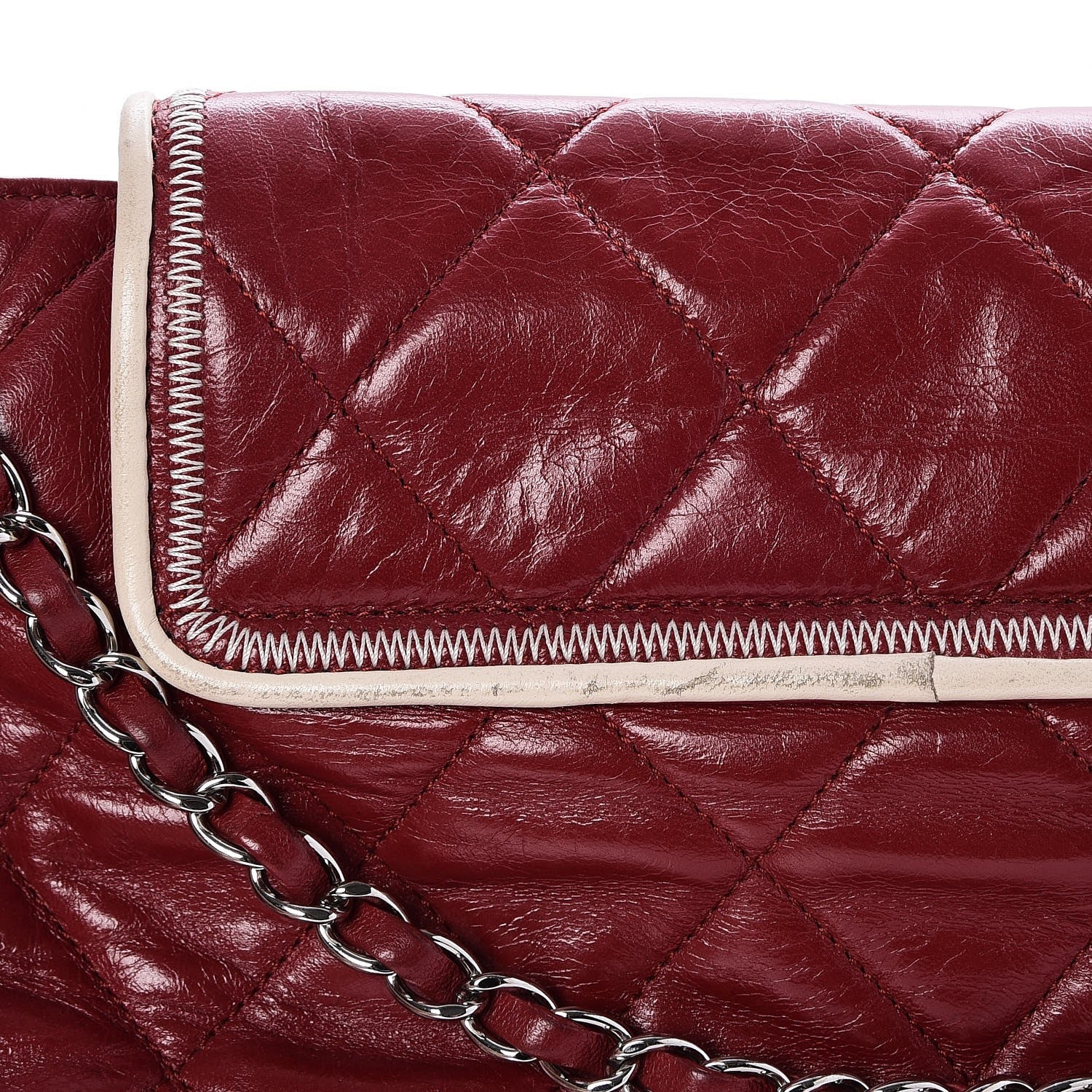 Lambskin Quilted East West Accordion Flap Light Bordeaux twins