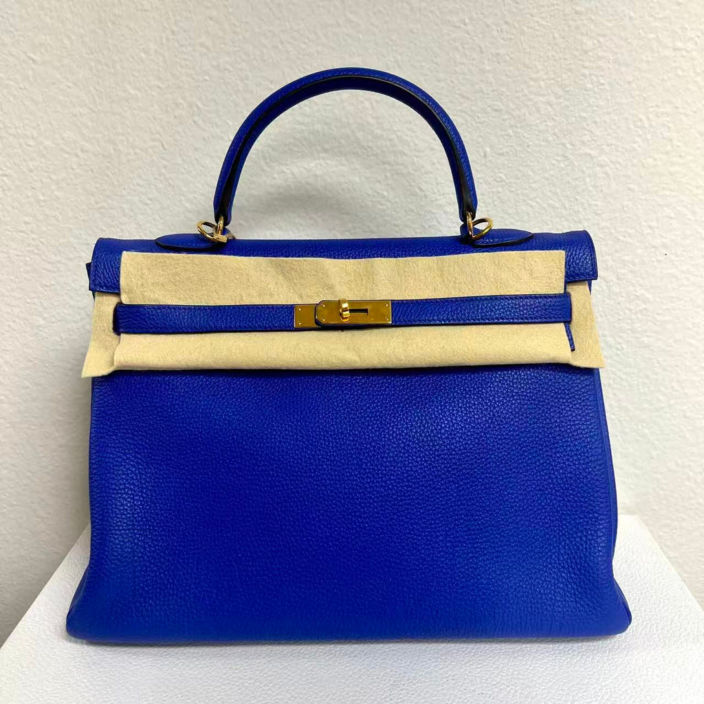 Kelly Handbag Bleu Electrique Togo with Gold Hardware 35 LDM-1939