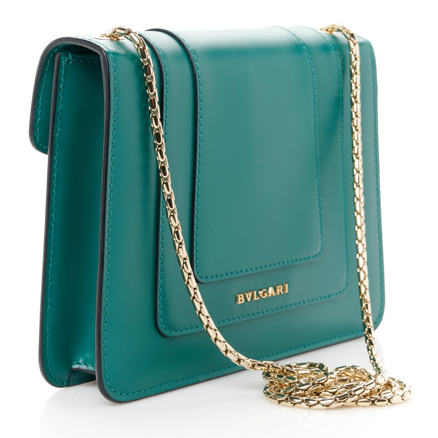 Calfskin Small Serpenti Forever Snake Strap Crossbody Bag Emerald Green - twins