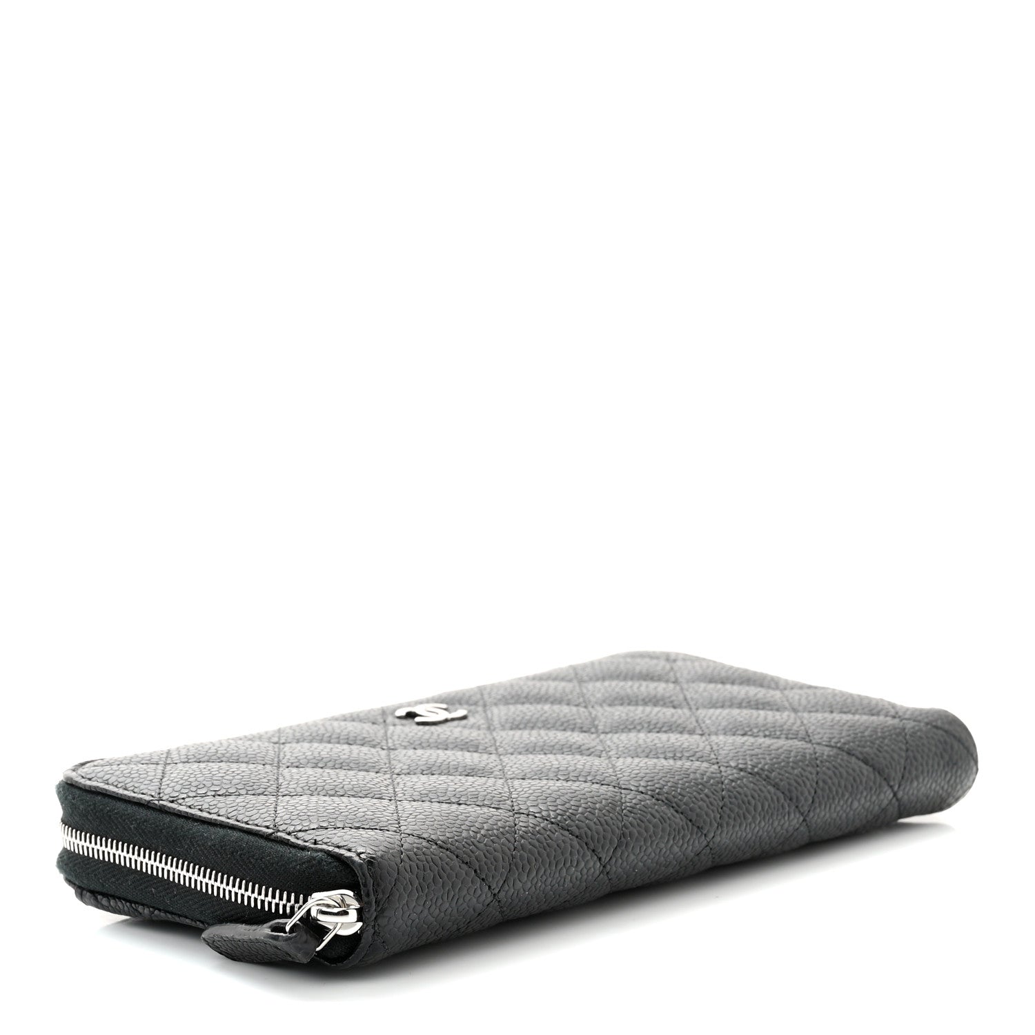 Caviar Quilted Large Gusset Zip Around Wallet Black - twins