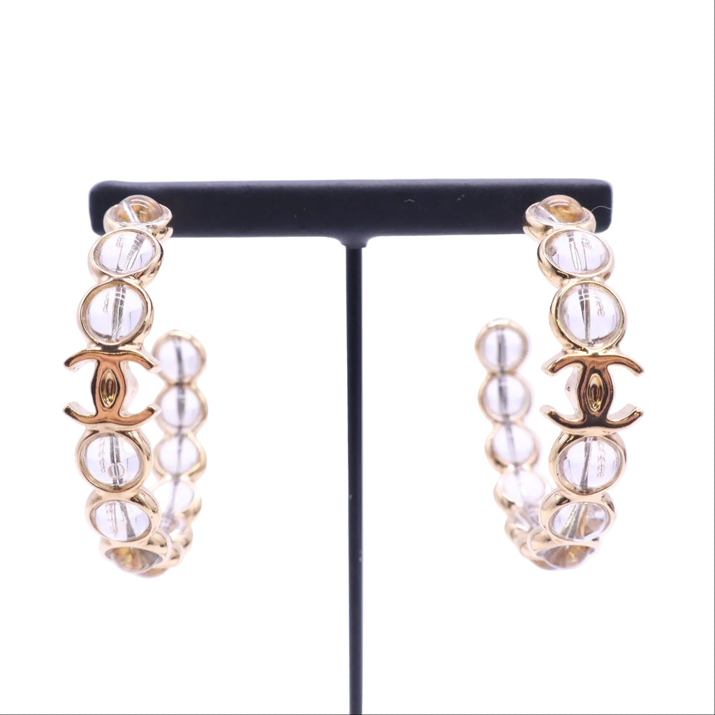 Chanel Strass CC Hoop Earrings Twins LDJ6728