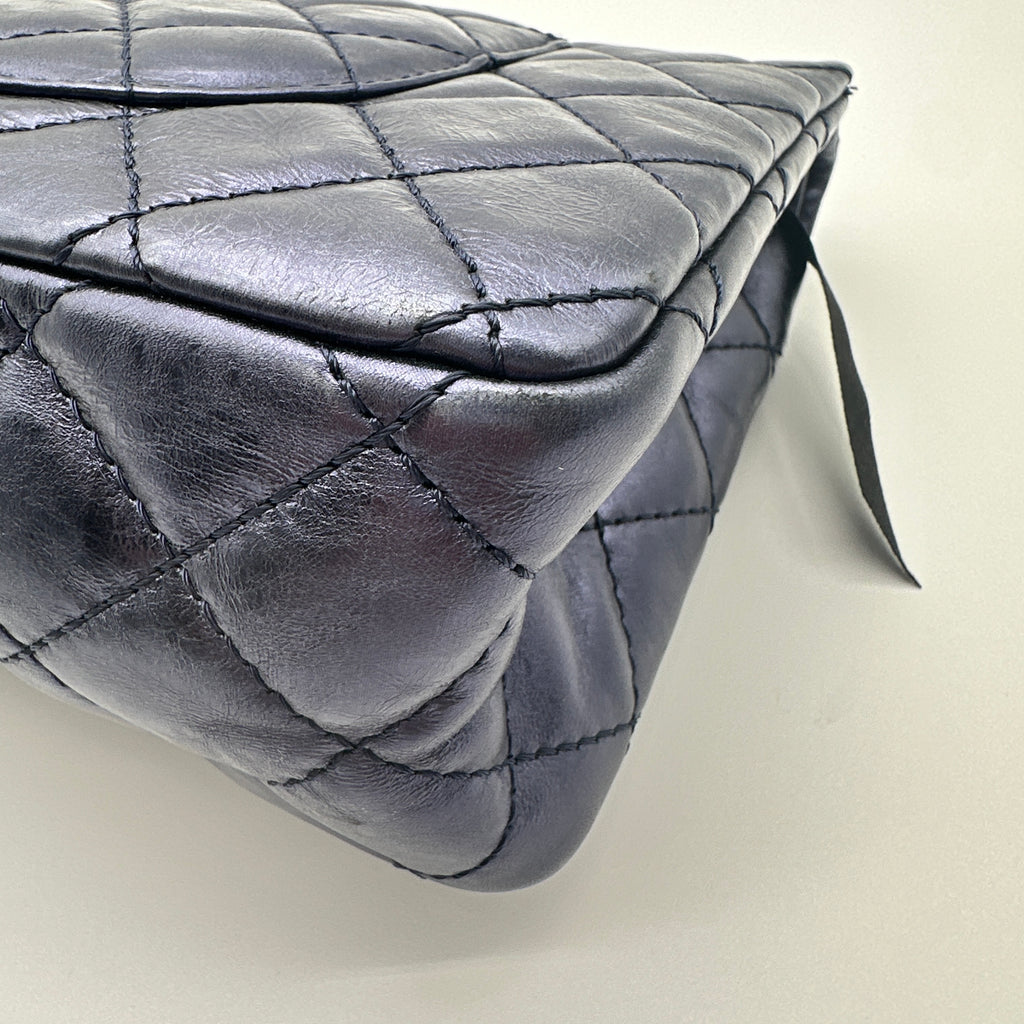 Reissue 2.55 Flap Bag Quilted Blue Metallic Aged Calfskin