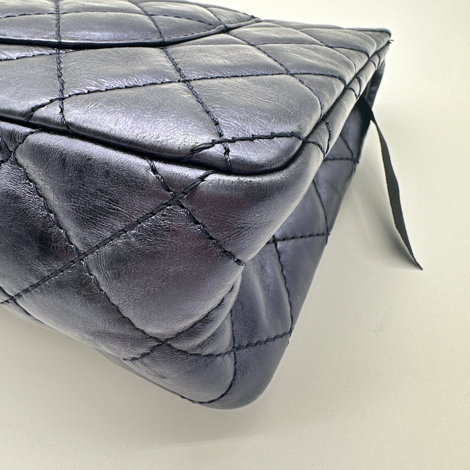 Reissue 2.55 Flap Bag Quilted Blue Metallic Aged Calfskin