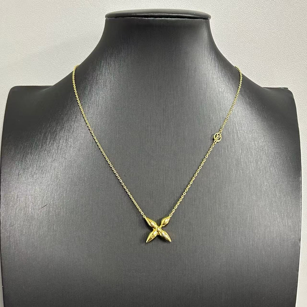 Louis Vuitton Metal Louisette Necklace Gold  twins LDZ647