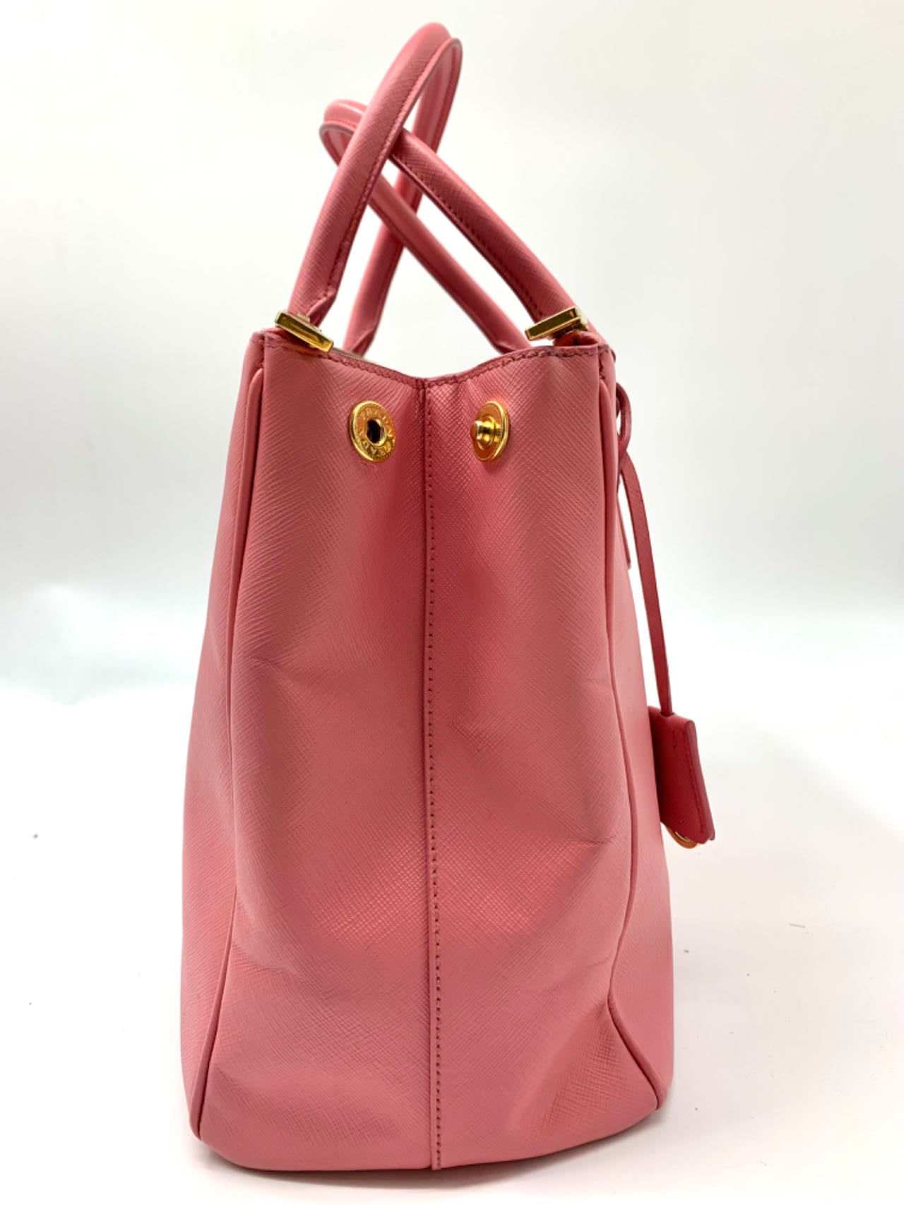 Prada Pink Saffiano Lux Leather Mini Double Zip Tote