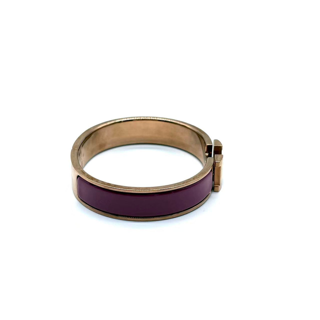 Enamel Clic H Bangle Bracelet Rose Cendre