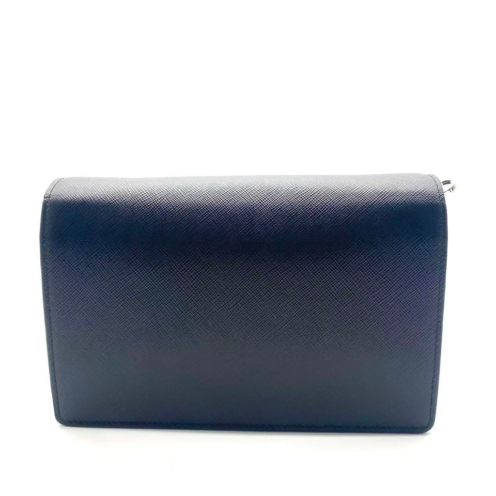 Prada Saffiano Leather Mini Envelope Bag 2Way Shoulder Bag Black