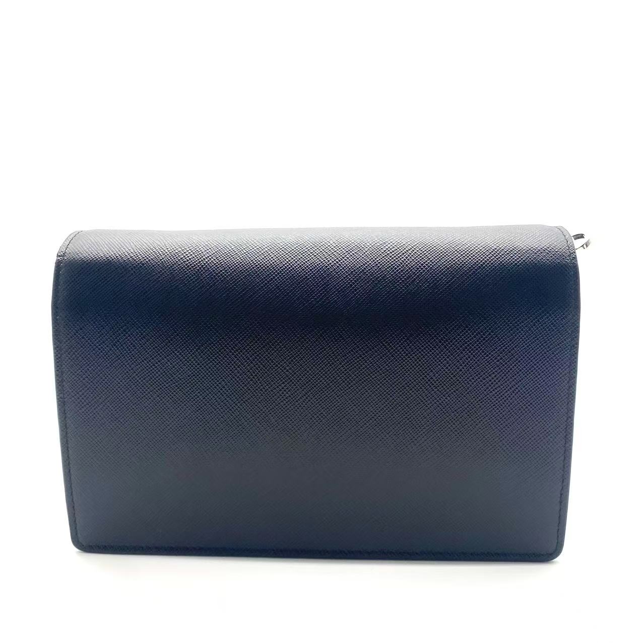 Prada Saffiano Leather Mini Envelope Bag 2Way Shoulder Bag Black