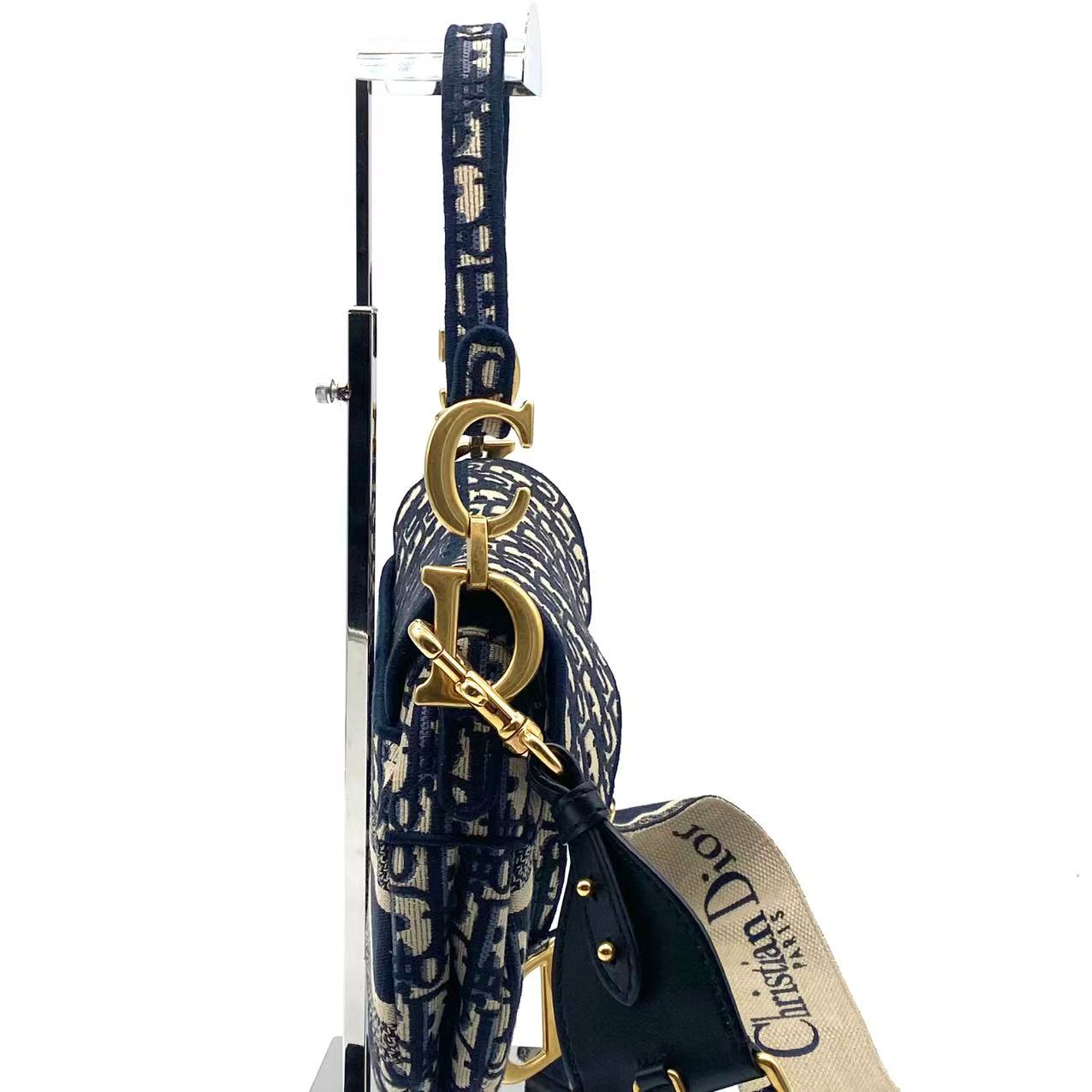 Saddle Bag Blue Dior Oblique Embroidery