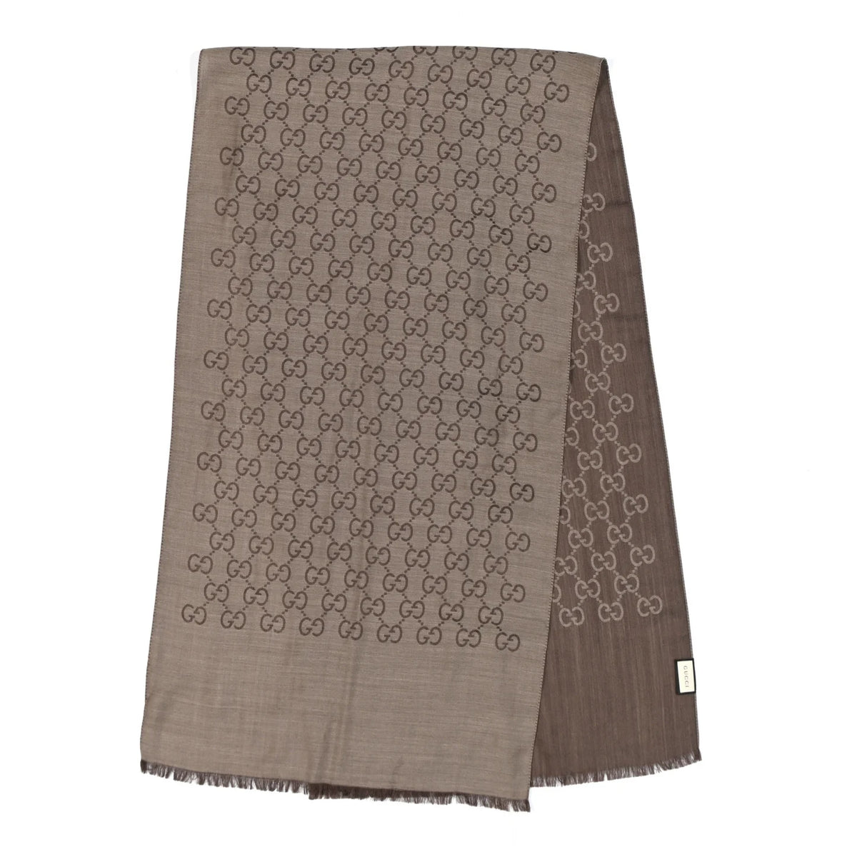 Gucci Wool Silk GG Monogram GGNat Scarf Rope Dark Brown Twins LDJ6083