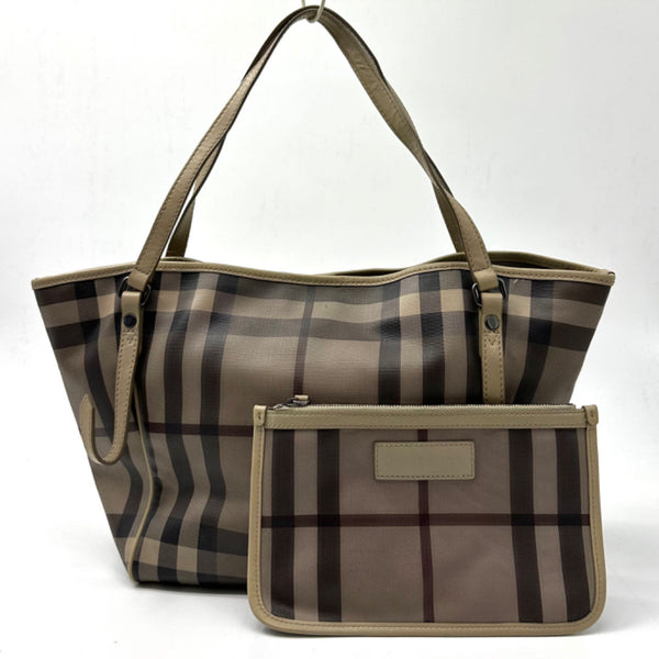 Burberry Smoked Check Coated Canvas and Leather Small Canterbury Tote