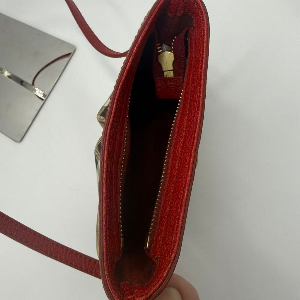 Nova Check Shoulder Bag Red Beige