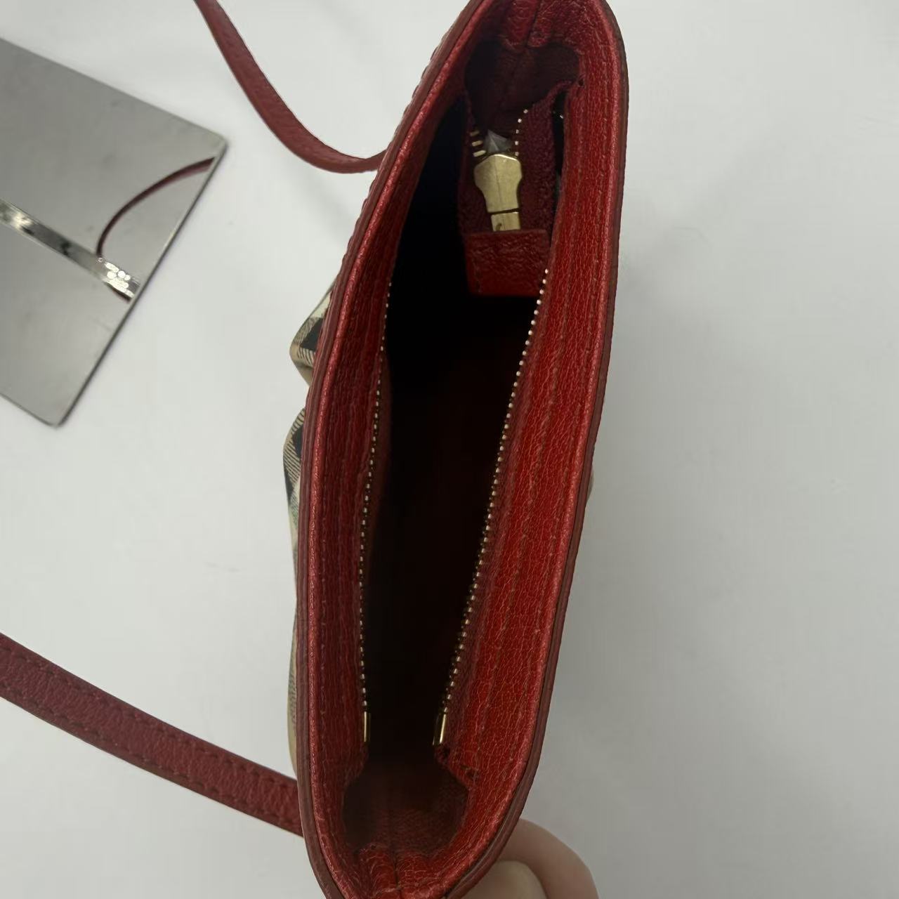 Nova Check Shoulder Bag Red Beige