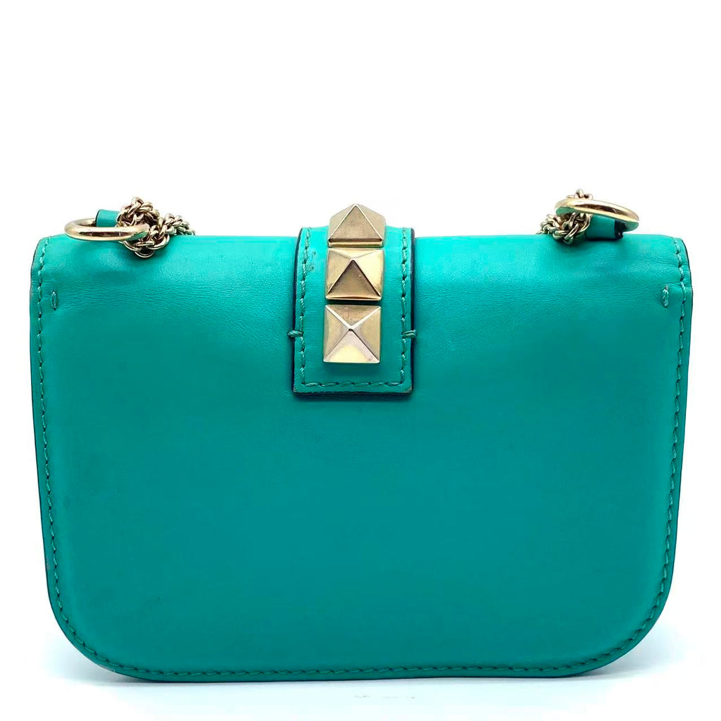 Emerald Green Leather Garavani Rockstud Lock Shoulder Bag