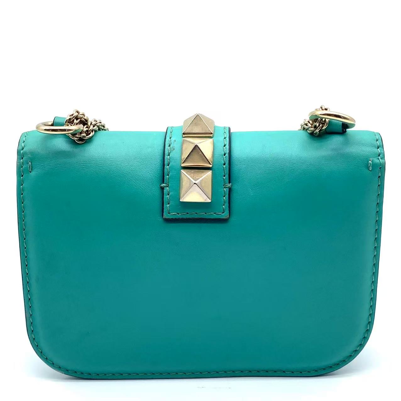 Emerald Green Leather Garavani Rockstud Lock Shoulder Bag