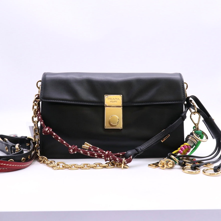 Calfskin Soft Sound Charms Shoulder Bag Twins LDJ6170