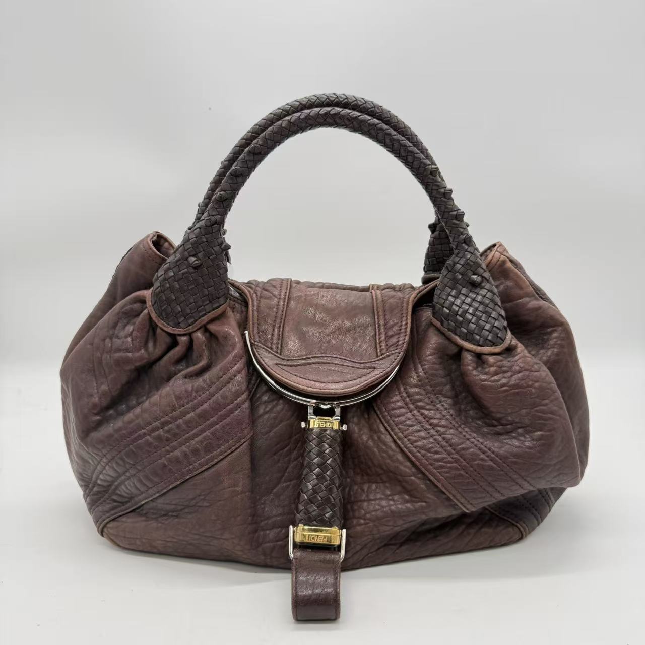 Fendi Zucca Nappa Nuvolata Vitello Tortuga Spy Tobacco B21673