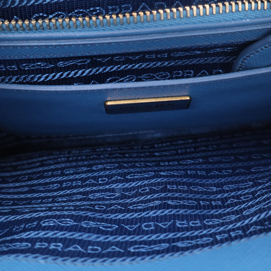 Prada Turchese Saffiano Lux Leather Parabole Shopping Tote Bag twins LDJ3385