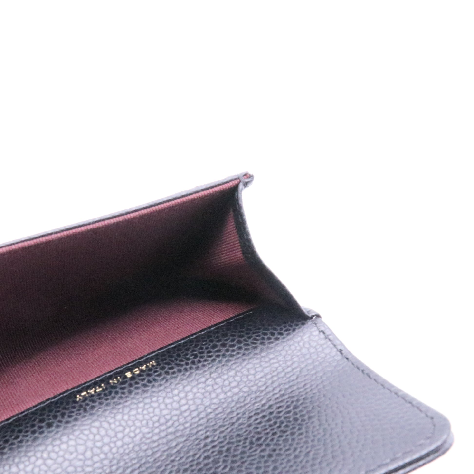 Black Quilted Caviar Leather Card Wallet Twins LDJ3647