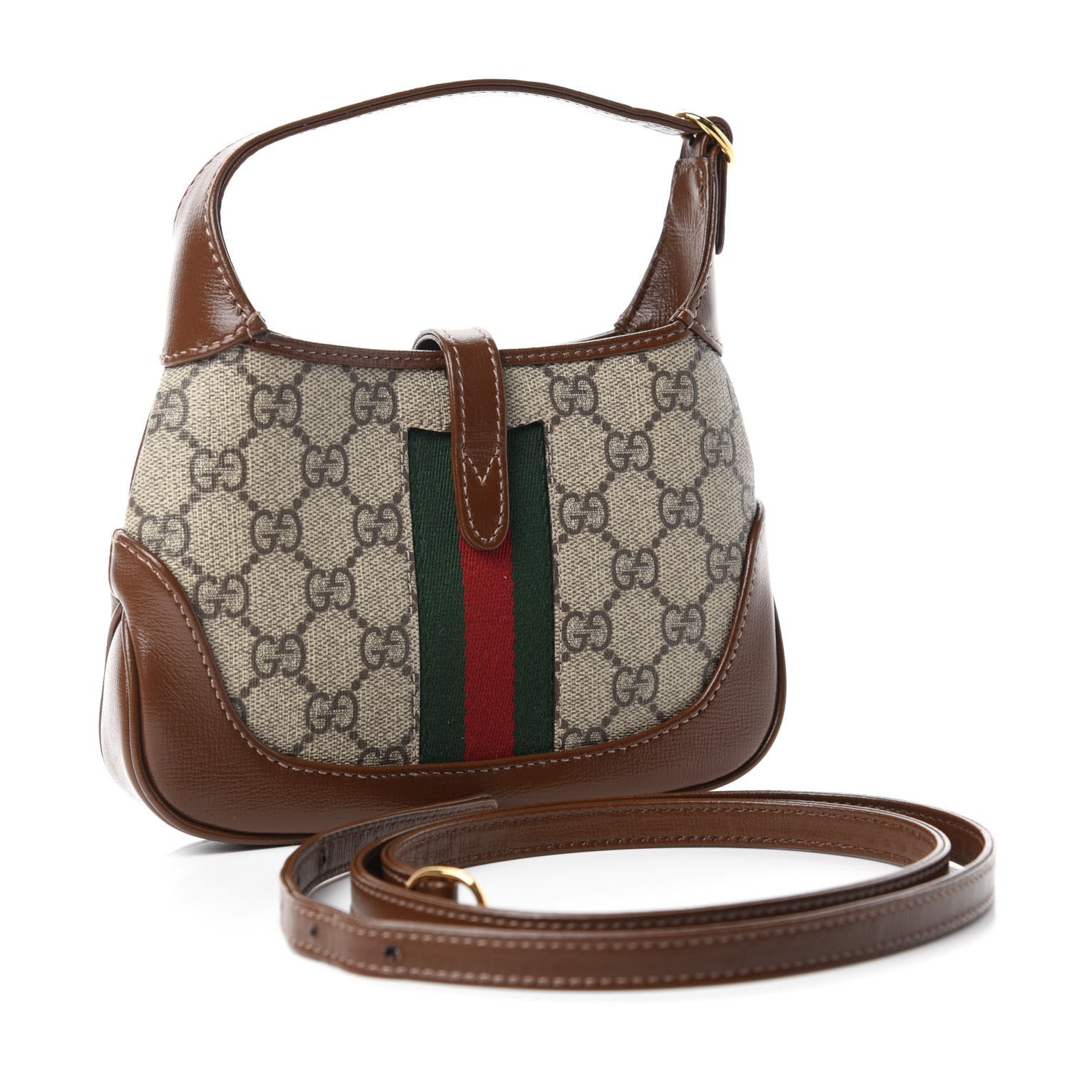 GG Supreme Monogram Azalea Calfskin Web Mini Jackie 1961 Hobo Beige Ebony Brown Sugar twins