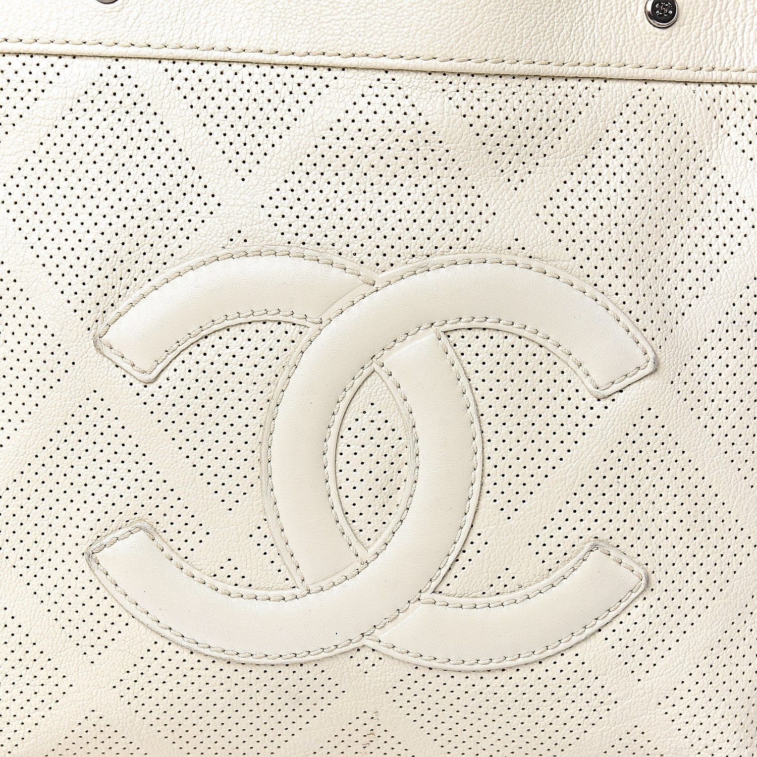 Goatskin Perforated Large CC Tote White