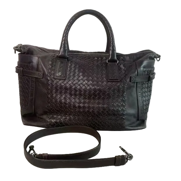 Side Pocket Zipped Convertible Tote Leather with Intrecciato Detail Large Twins B24236
