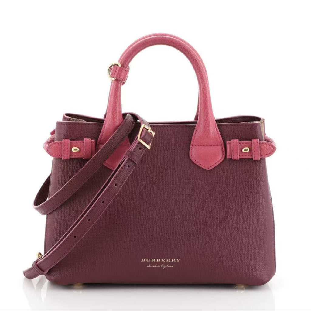Banner Convertible Tote Leather and House Check Canvas Small Twins