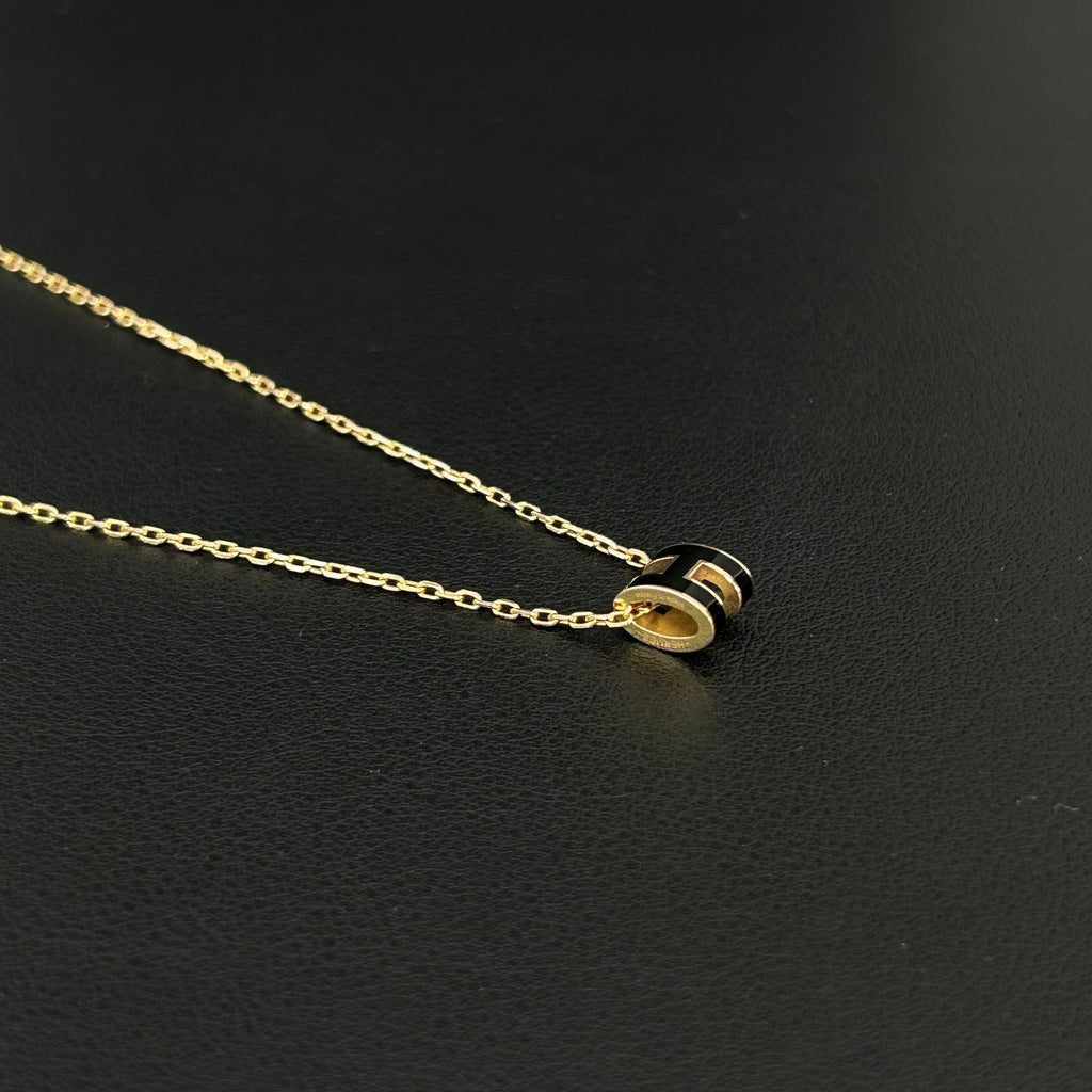 Pop H Pendant Chain Necklace Metal and Enamel Mini Twins LDJ3800