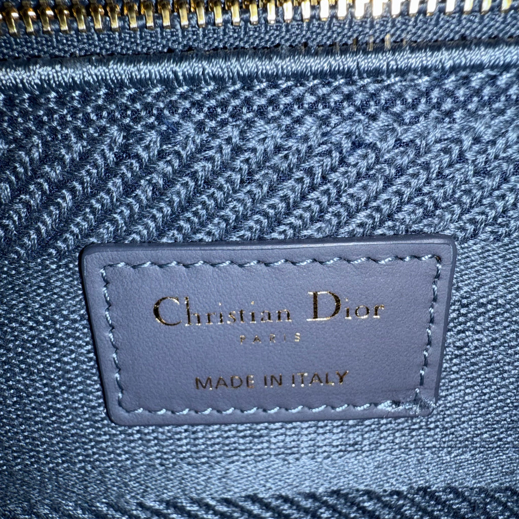 Lady D-Lite Bag Cannage Embroidered Canvas Medium Twins