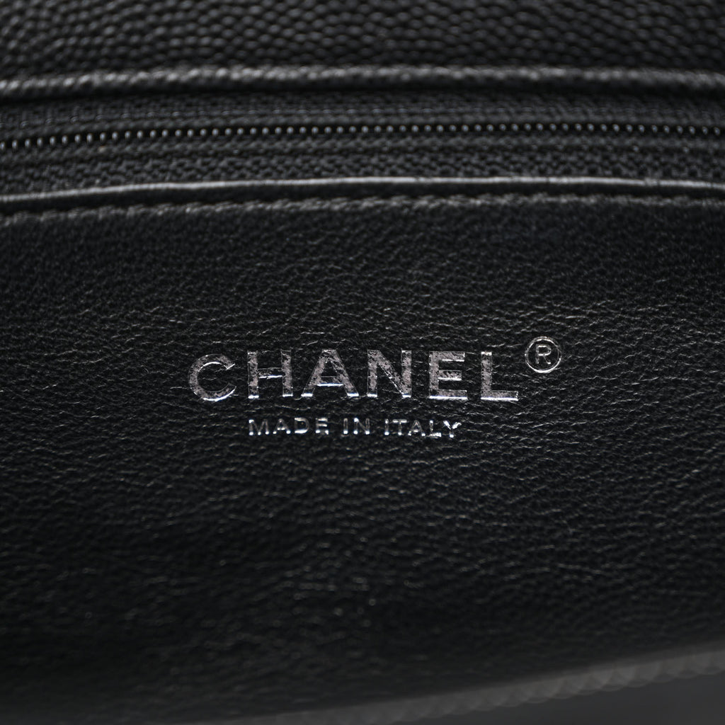 Caviar Lizard Quilted Medium Coco Handle Flap Black Burgundy Twins