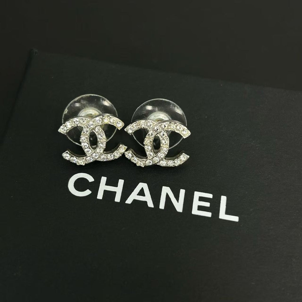 CC Stud Earrings Metal with Crystals Twins LDJ3984