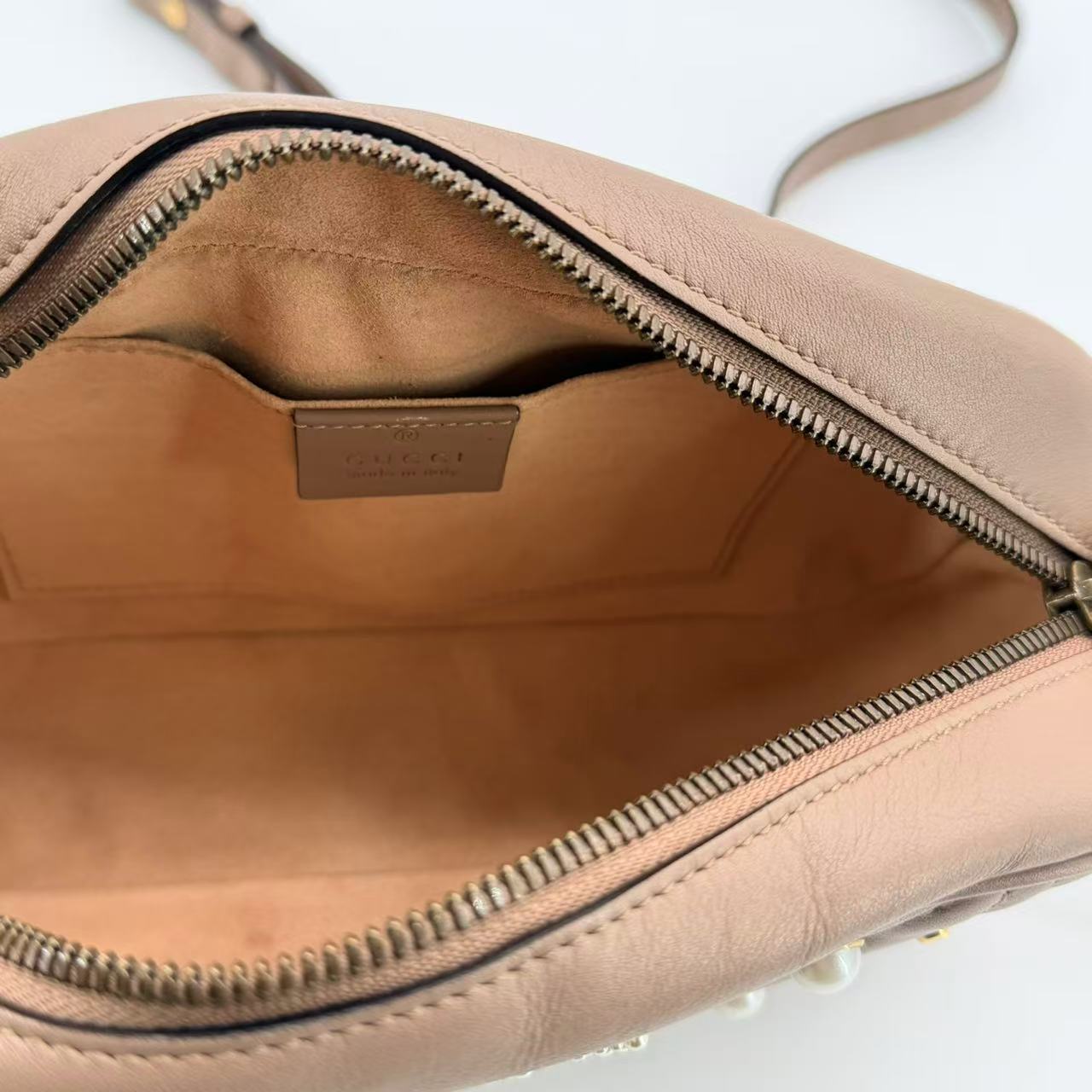 Pearly GG Marmont Shoulder Bag Embellished Matelasse Leather