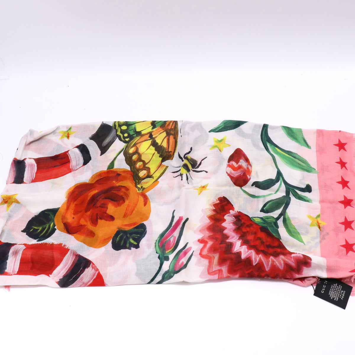 Gucci L'Aveugle Par Amour Flora Snake Silk Scarf Pink twins LDZ1491