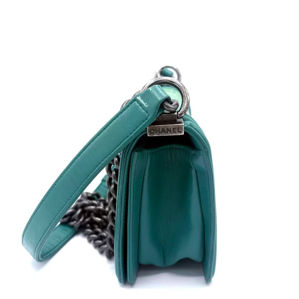 Green Stingray and Leather Small Classic Boy Flap Bag