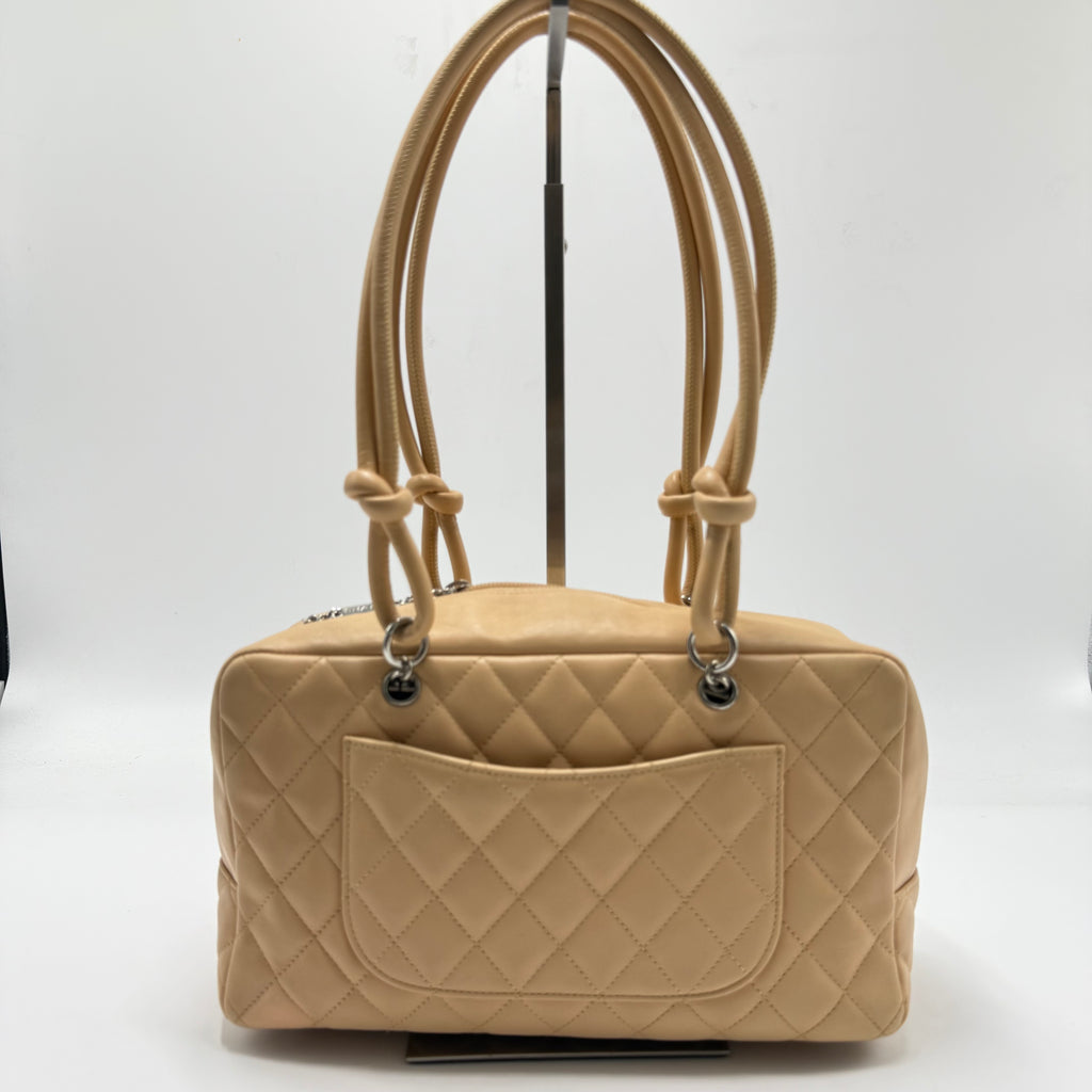 Beige Quilted Leather Cambon Ligne Bowler Bag