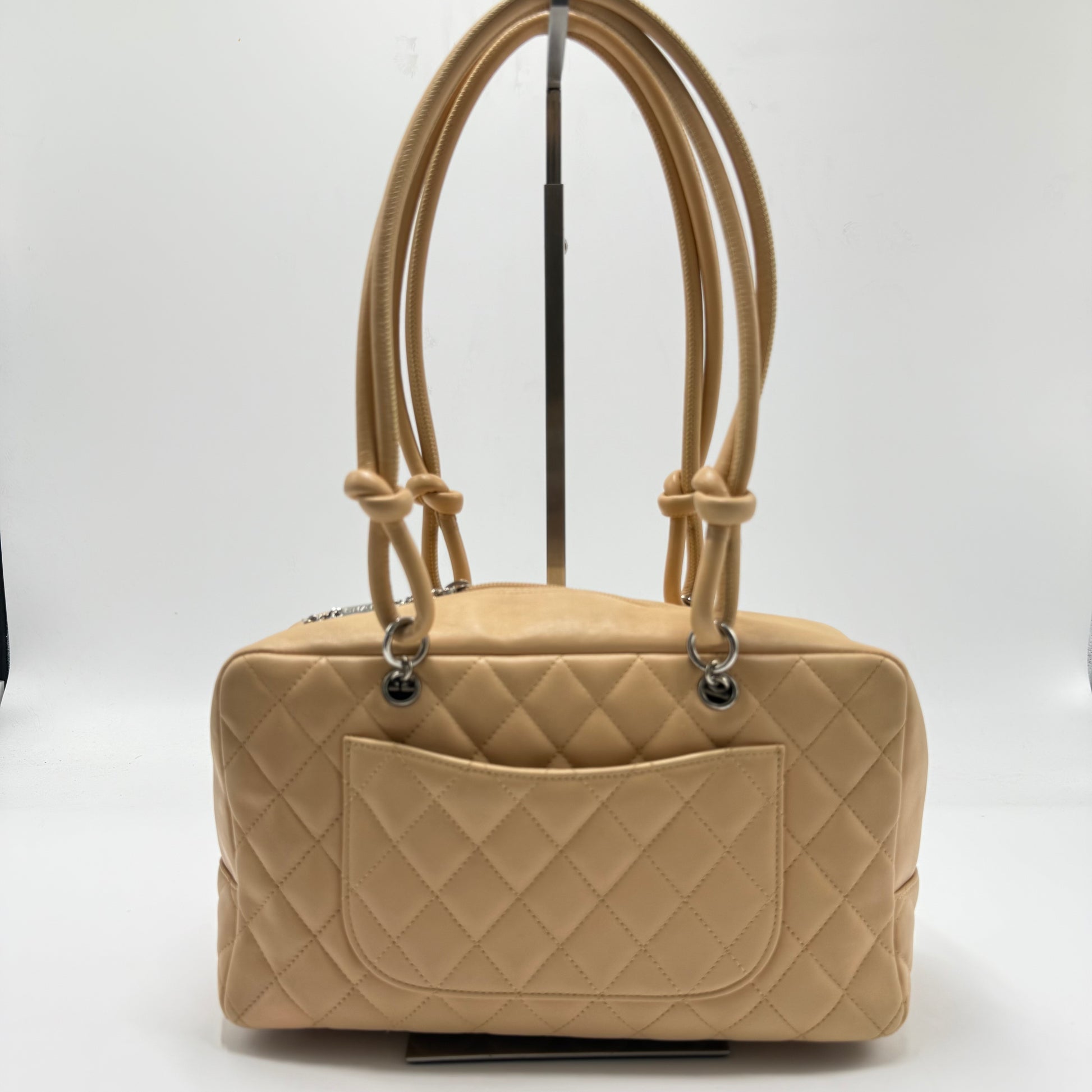 Beige Quilted Leather Cambon Ligne Bowler Bag