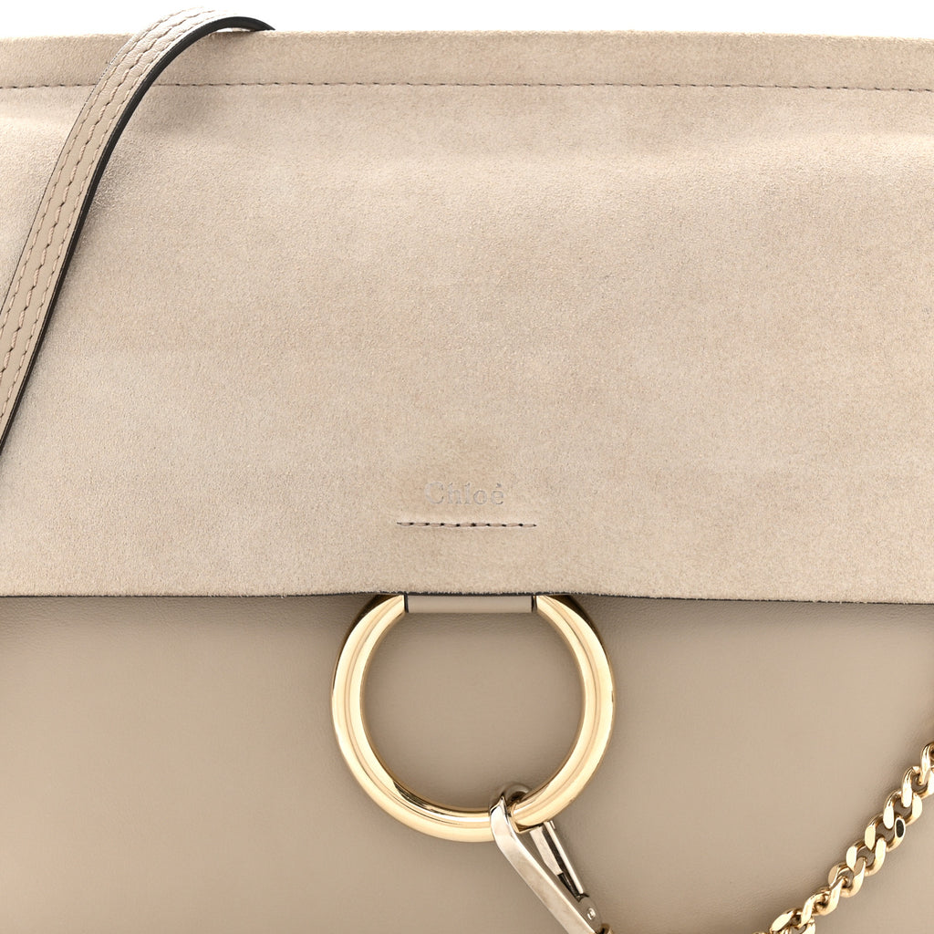 Calfskin Suede Medium Faye Shoulder Bag Motty Grey twins