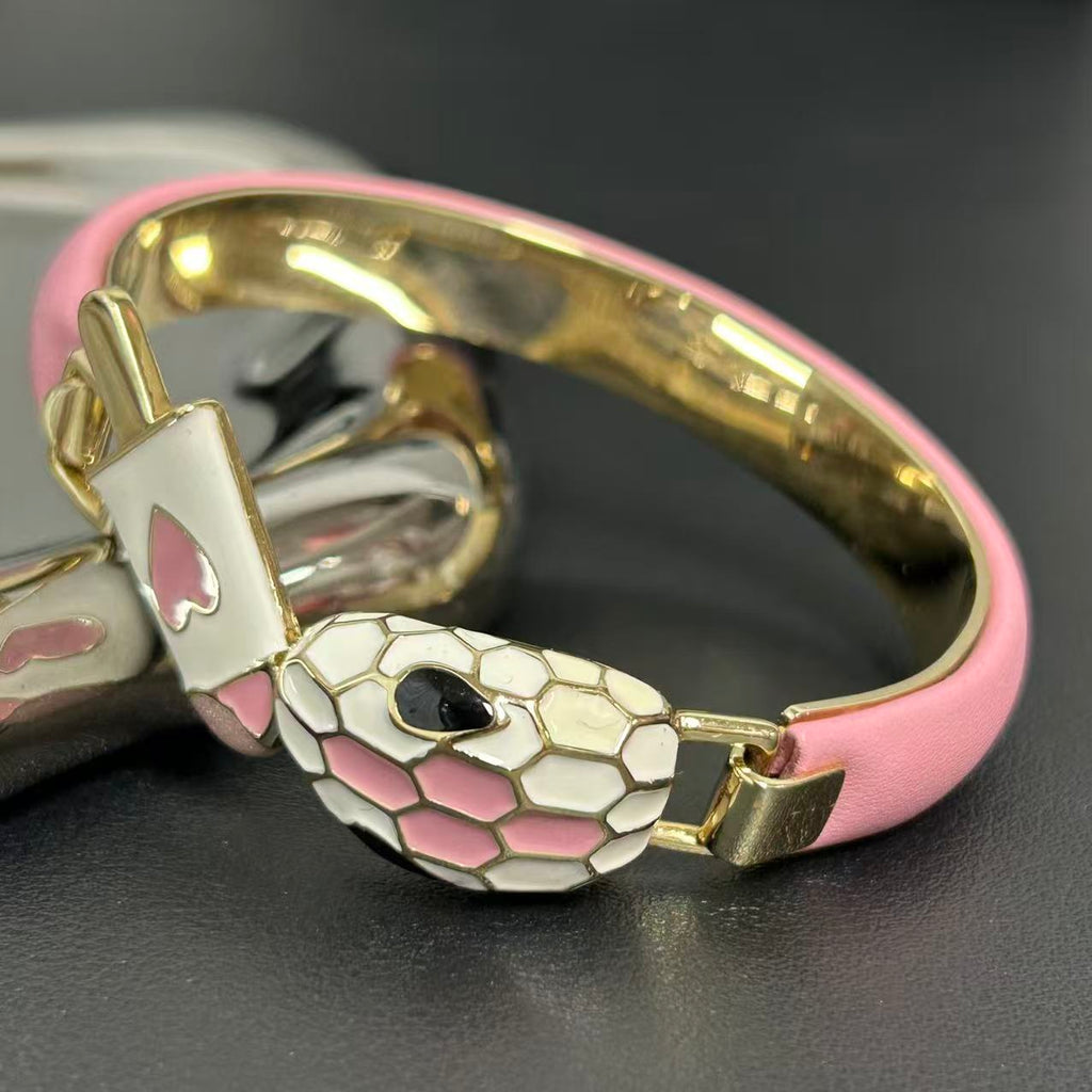 Bvlgari Pink Galuchat Leather Serpenti Forever Bracelet twins LDZ288