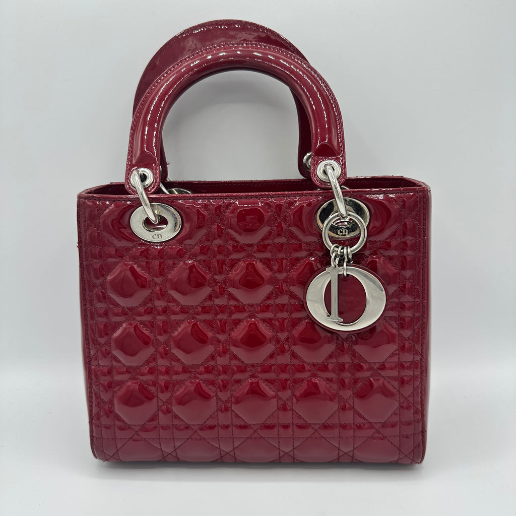 Lady Dior Bag in Burgundy Patent Leather