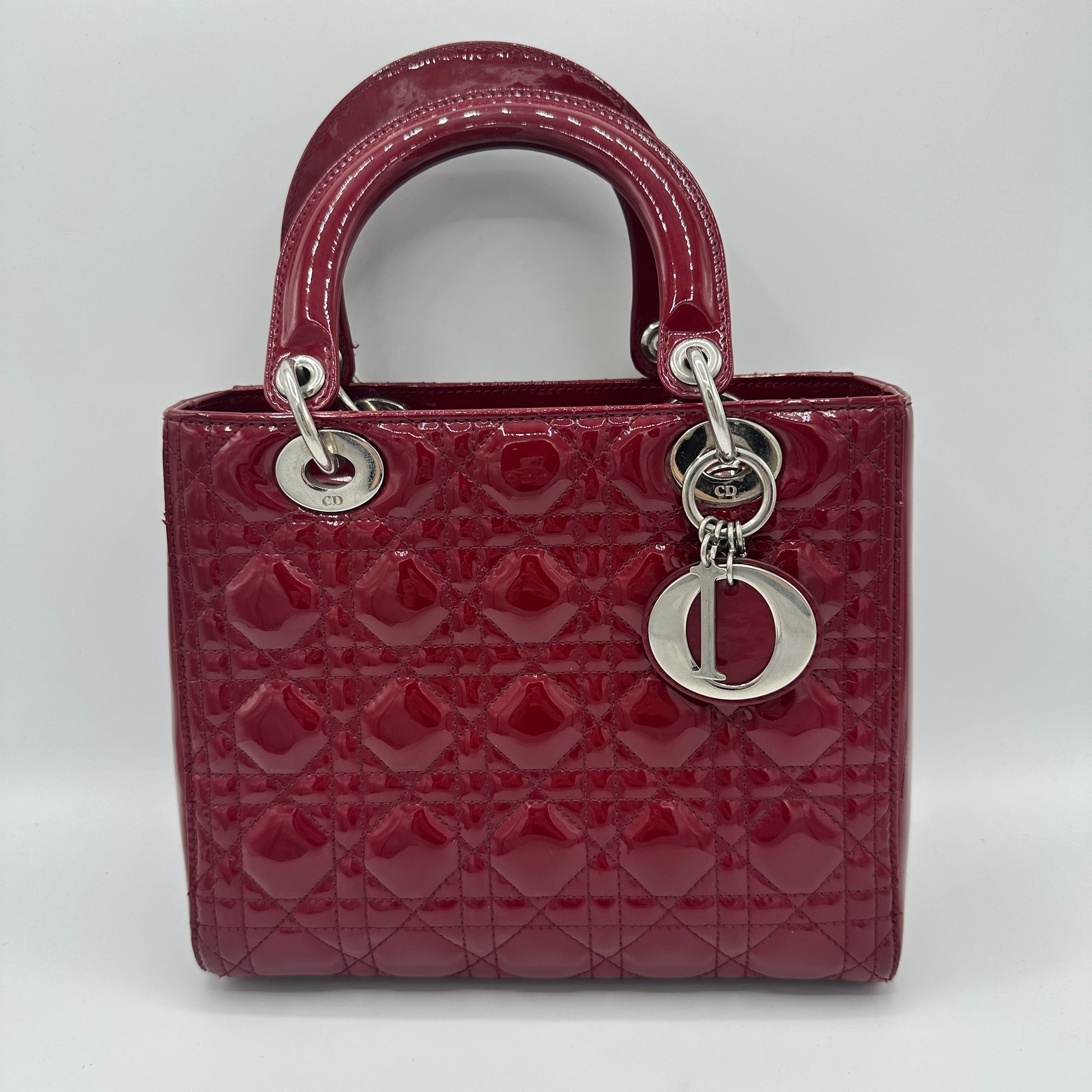 Lady Dior Bag in Burgundy Patent Leather