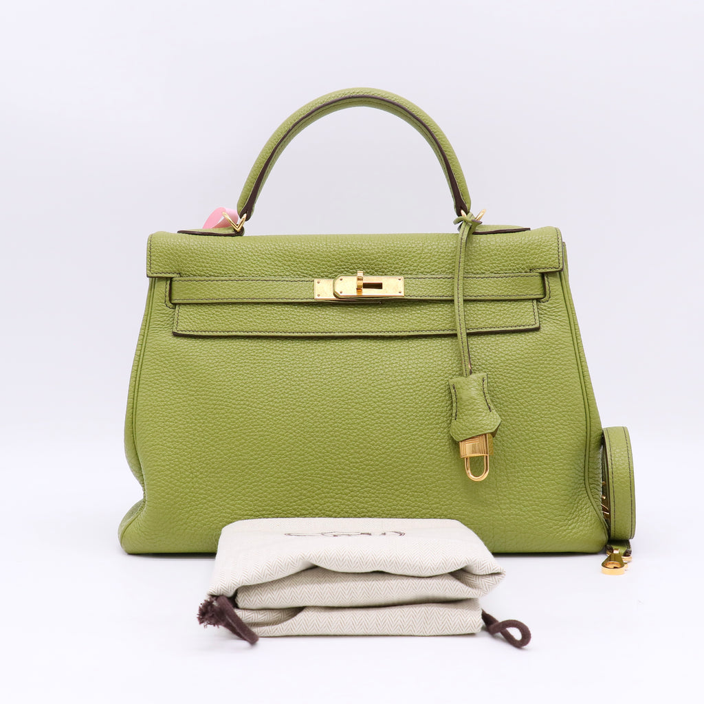 Hermes Kelly 32 Togo Leather Shoulder Bag Vert AnisTwins LDJ4930