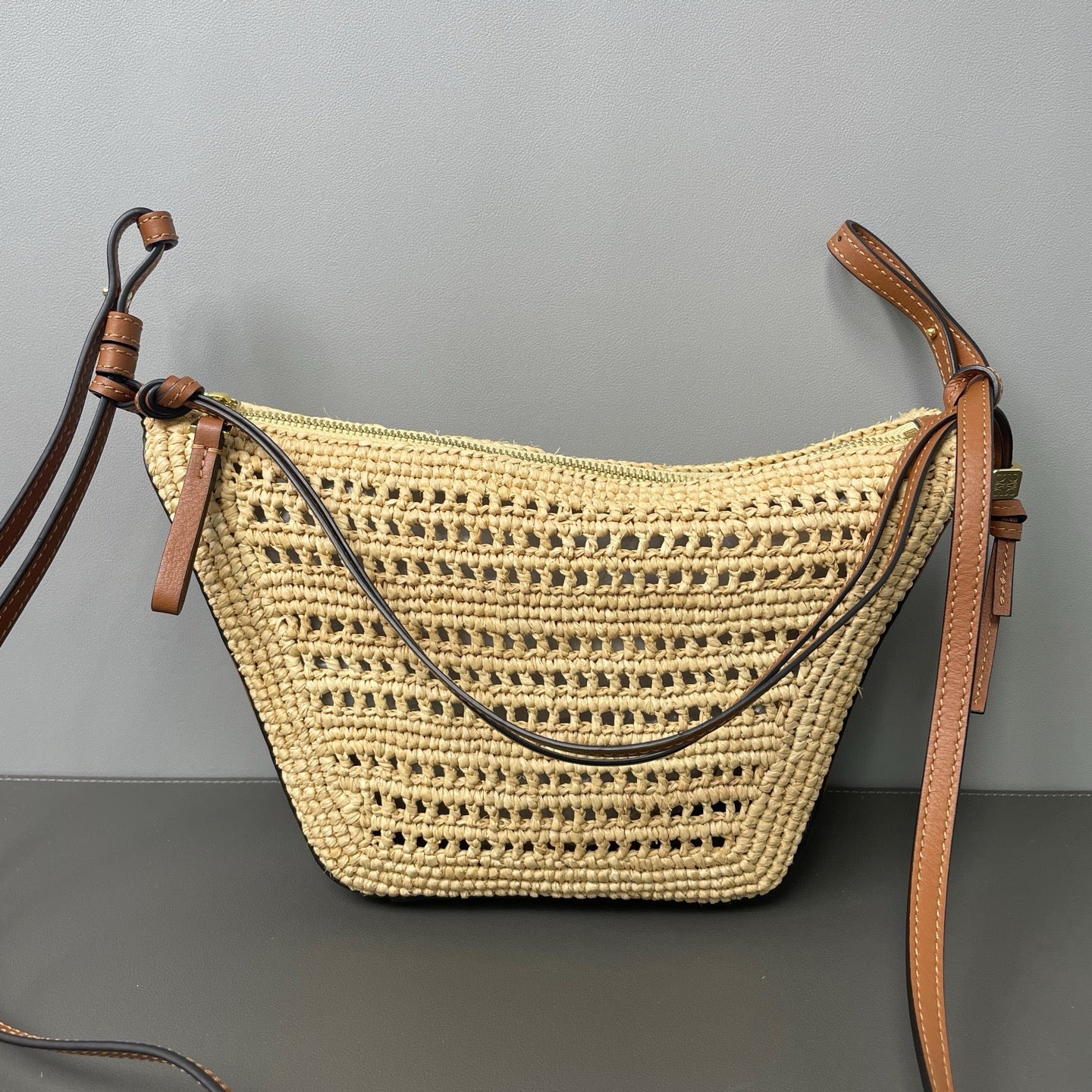 Loewe Hammock Mini Raffia Shoulder Bag Twins LDJ3170