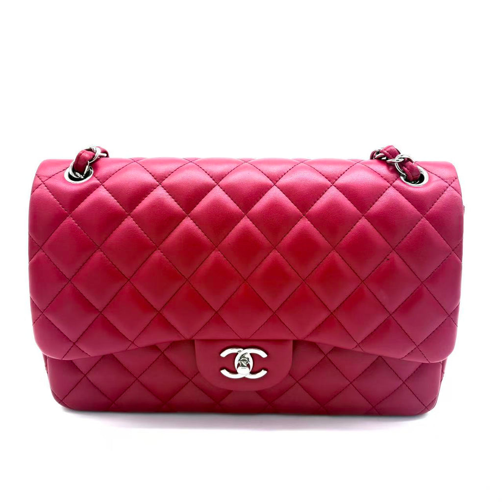 Caviar Quilted Jumbo Double Flap Dark Red