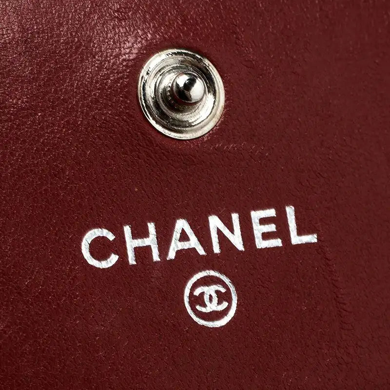 Dark Red Leather Camellia Continental Wallet twins