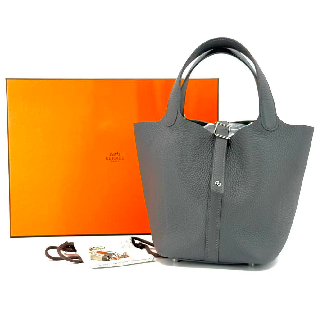 Picotin 18 Lock Bag Clemence 85 Ardoise Palladium Hardware