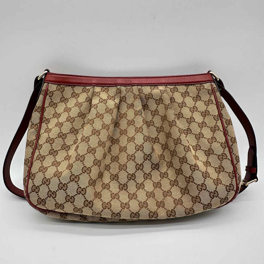 Maroon/Ebony GG Canvas Medium Sukey Messenger Bag
