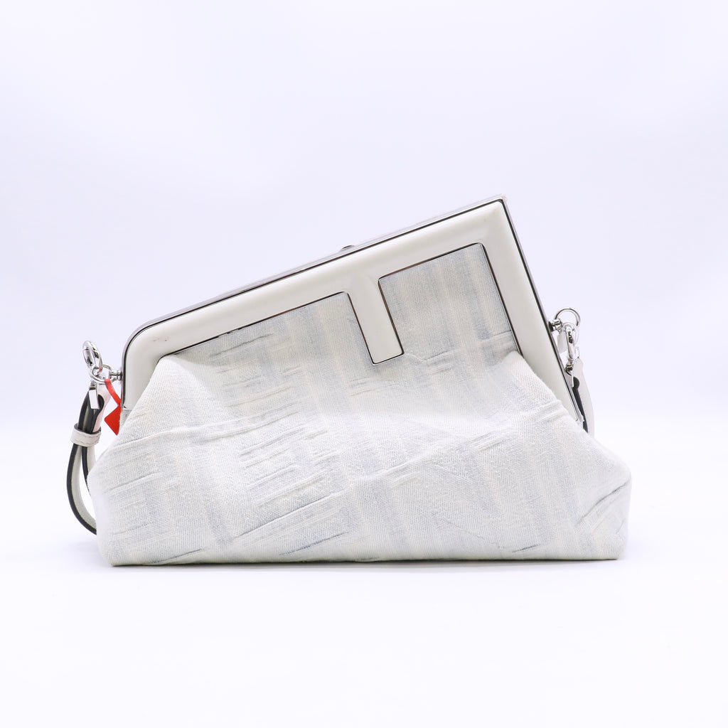 Fendi x Marc Jacobs Midi First White/Light Blue Jacquard Denim Shoulder Bag Twins LDJ6157