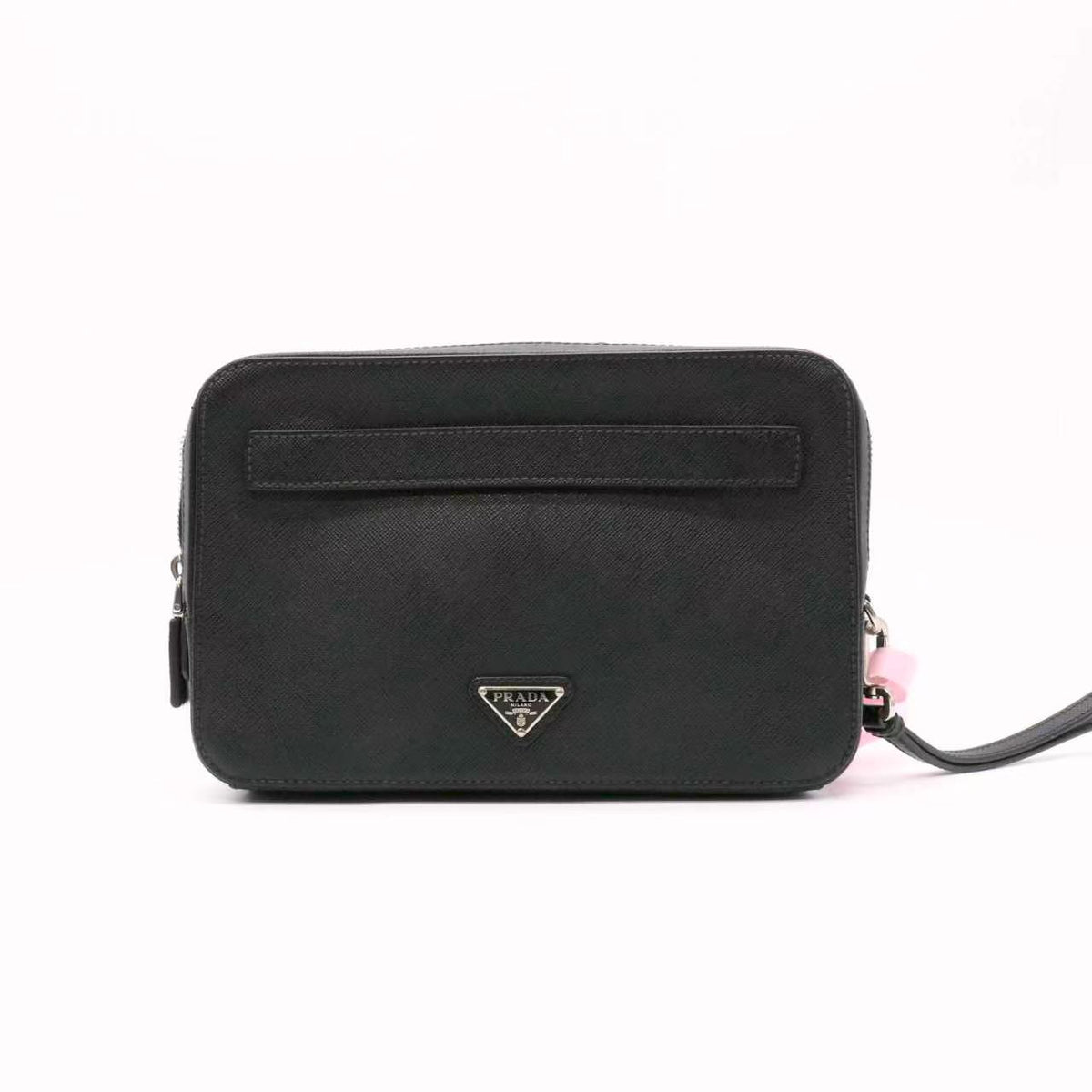 Prada Black Saffiano Travel Zip Pouch Twins LDJ6016