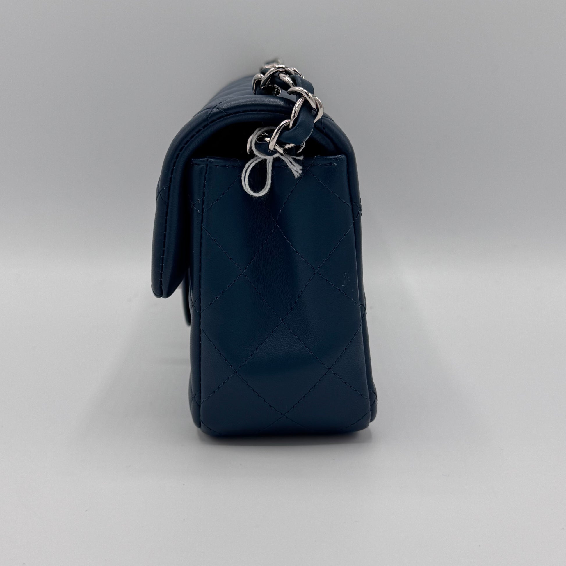 Chanel  Lambskin Quilted Mini Rectangular Flap Dark Blue